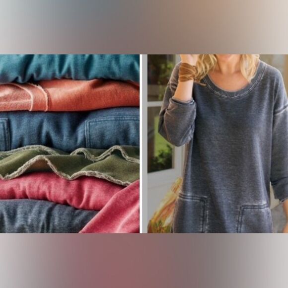 Soft Surroundings Walk in the Park Distressed Sweater in Green/Gray size XSP - Picture 1 of 6